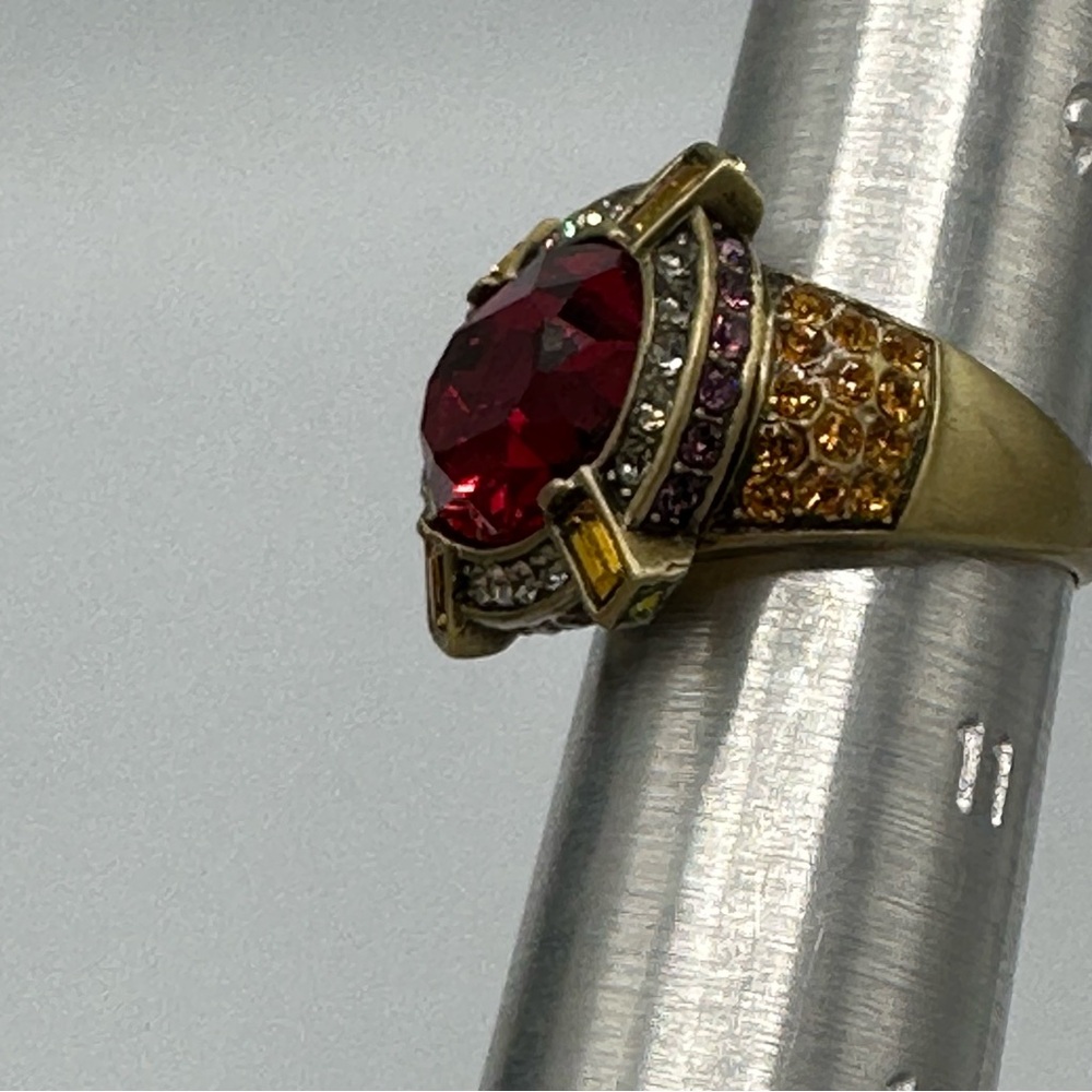 Heidi Daus Red Crystal Cocktail Ring Size 10 NWT - Picture 11 of 14